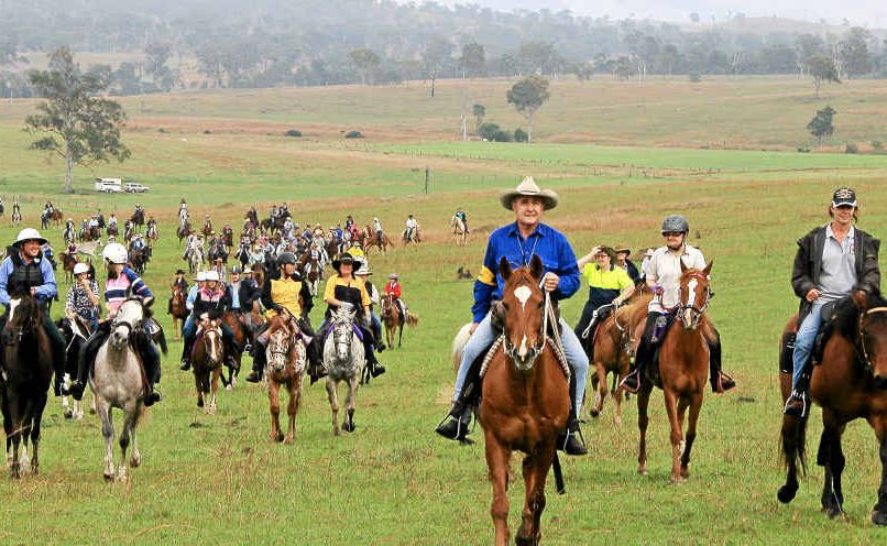 Mike Webb leads one of the trails of the Kilkivan Great Horse Ride. Mike Webb leads one of the trails of the Kilkivan Great Horse Ride.